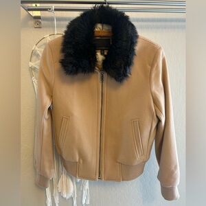 Banana Republic - Mario Bellucci Italy Tan Jacket with Black Fur Collar